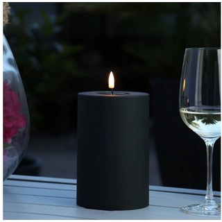 Deluxe Homeart LED-Kerze MIA für Außen 3D Flamme flackernd H: 15cm D: 10cm outdoor schwarz (1-tlg) schwarz