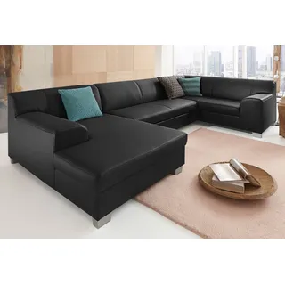 DOMO collection Wohnlandschaft Kunstleder U-Form 3-Sitzer Schwarz
