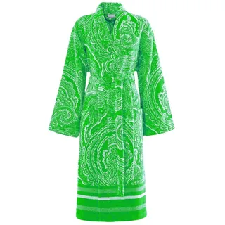 Bassetti Bademantel MERGELLINA, midi, Baumwolle, ohne Kapuze, Gürtel, aus flauschiger Baumwolle mit Paisleymuster grün M