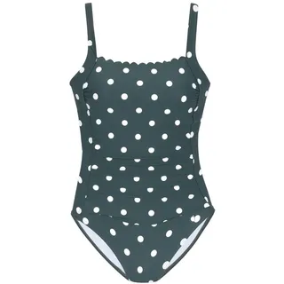 LASCANA Badeanzug Damen Dunkelgrün/Creme 48 Cup E