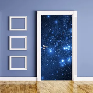 3D Innentür Türposter Türtapete Türaufkleber Blauer Sternenhimmel Galaxie Universum 77 X 200 Cm Selbstklebend Türfolie Poster Tapete Wandtattoo Tür Wandbild Aufkleber Schlafzimmer Bad Büro Hause - Tü