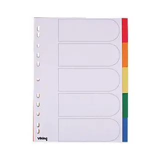 Viking Blanko Register DIN A4 Farbig sortiert 5-teilig PP (Polypropylen) 11 Löcher