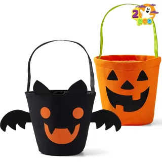 JOYIN Halloween-Fledermaus- und Kürbis-Süßigkeiten-Eimer-Set, wiederverwendbare Filz-Süßes-oder-Saures-Geschenktüten für Partygeschenke für Kinder - 1x1x1 cm