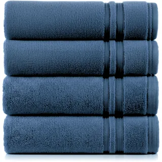 Egeria Manhattan Gold Handtücher, 50x100 cm, Weiches und saugfähiges Handtücher Set für Bad, Dusche und den täglichen Gebrauch, 4 Pack, Staubblau