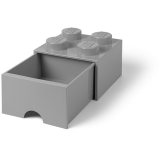 LEGO 4005 Brick 4 Knöpfe, 1 Schublade, stapelbar Aufbewahrungsbox, 4,7 l, grau, Plastik, Legion/M. Stone Grey, 25 x 25 x 18 cm