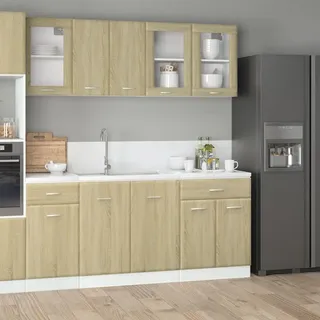 Brokky 4-TLG. Küchenschrank-Set KüChenschrank Kitchen Cabinets Buffetschrank KüChe Sonoma-Eiche Holzwerkstoff