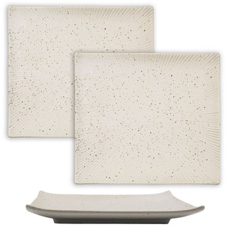 Intirilife Sushiteller, (2 St), 2x Sushi Platte Servier Teller Geschirr aus Porzellan Weiß weiß 26 cm x 26 cm x 3.8 cm x 23.4 cm
