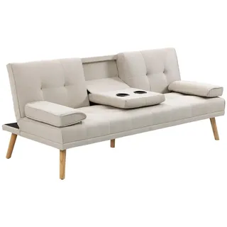 Homcom Schlafsofa Leinenoptik 3-Sitzer Grau/Beige