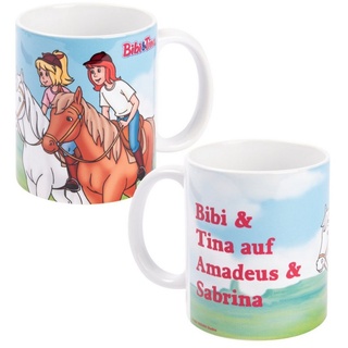 United Labels® Tasse »Bibi & Tina Tasse - Bibi & Tina auf Amadeus & Sabrina Kaffeetasse Becher Kaffeebecher aus Keramik 320 ml«, Keramik