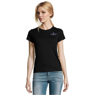Blondie & Brownie T-Shirt Damen Top Gun Brust Stick F-14 Tomcat 80s 90s Vintage Maverick bestickt schwarz XL