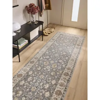benuta Läufer Mara, rechteckig, Höhe: 6 mm, Kunstfaser, Berber, Ethno-Style, Wohnzimmer beige|blau