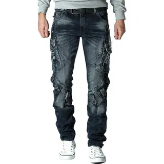 Cipo & Baxx Regular-fit-Jeans Herren Regular Fit Hose Stonewashed BA-CD440 (1-tlg) mit Ziernähten auf der Rückseite und Cipo & Baxx Schriftzug blau 33