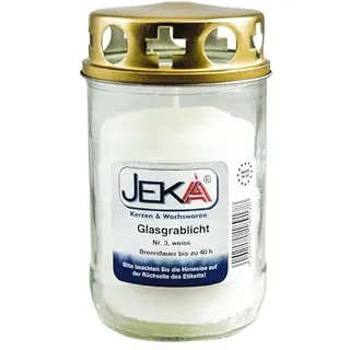 Jeka Kerzen Glasgrablicht mit Deckel | Glasgrabkerze wiederbefüllbar mit Grabkerzen ohne Hülle | Glaslaterne |Grableuchte - Grabkerzennachfüller ohne Hülle | Grabkerze (5x Glas Grablicht Nr. weiß)