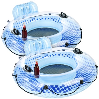 2er-Set aufblasbare Schwimmringe mit Rückenlehne und Getränkehalter