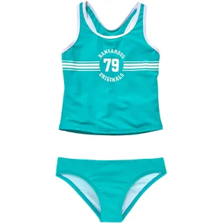 Tankini KANGAROOS "Sporty" Gr. 158/164, N-Gr, blau (türkis) Kinder Bikini-Sets Bikinis mit sportlichem Frontdruck