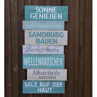 Schild Strandregeln Gartenregeln Beach Relax Sonne Holz/MDF Geschenk 49 cm