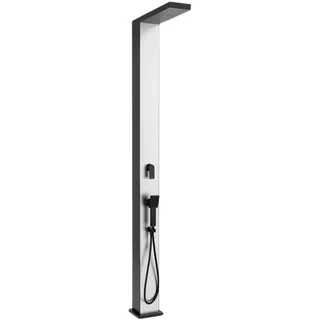 STEINBACH Solardusche Skyfall – 049096 – Regendusche in Schwarz/Silber mit 40 l Aluminiumtank inklusive Einer Schwalldusche und Handbrause – 2,20 m hoch
