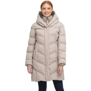 Ragwear NATALKA Damen Frauen Mantel,Parka,Steppmantel,lange Jacke,Stehkragen,wasserdicht,Braun,S - S