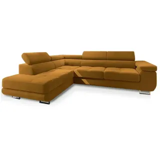 masseno Eckcouch Velours 2-Sitzer Gelb