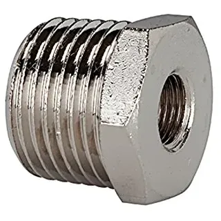 Riegler Reduziernippel, R 3/8 a., G 1/8 i., SW 17, Messing vernickelt
