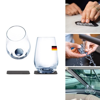 silwy® Magnetgläser, feine Kristallgläser mit perfekt integrierten Magneten und metallischen Nano-Gel-Untersetzern (Longdrink // 0,4 Liter)