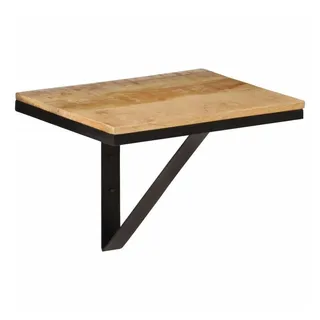 furnicato Wandregal Stylisches aus Vollholz 40 x 30 x 32 cm, 1-tlg., Stabiles Wandboard aus Eisen mit Ablage für Dekoartikel und Pflanzen braun