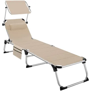 Tectake Sonnenliege 220 x 60,5 x 34 cm Beige