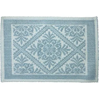 Sardischer Teppich, Läufer, Badteppich, 100 % Baumwolle, hergestellt in Italien, hergestellt in Sardinien (50 x 80 cm, Himmelblau)