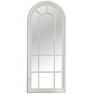 LebensWohnArt Wandspiegel Shabby Chic Rundbogen-Fenster-Spiegel 140cm weiss-antik Landhaus