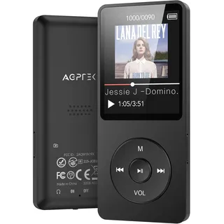 AGPTEK MP3-Player, 32 GB, Bluetooth 5.3, verlustfrei, HiFi, 70 Std., lange Akkulaufzeit, tragbar, mit Lautsprecher, FM-Radio, MP3-Aufnahme, für Erwachsene und Kinder