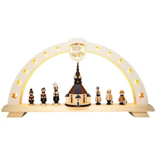 Lichterbogen Kirche mit Kurrende & Bergleuten beleuchtet 52x27x9cm Mette