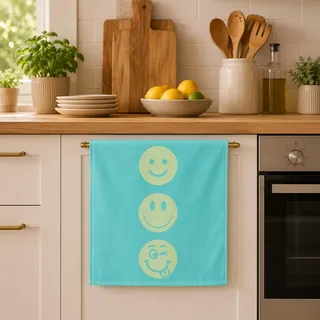 Ross 3er Pack Baumwoll-Geschirrtücher Faces 50x70 cm - grün;blau