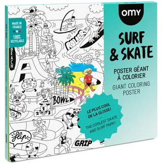 OMY Poster géant à colorier surf and skate - 70 x 100 cm