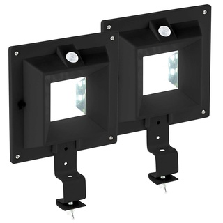 Lunartec Solarleuchte Dachrinne: 2er-Set Solar-LED-Dachrinnenleuchten mit PIR-Sensor, 160 lm, schwarz (Dachrinnen LED, Solar Dach Wegbeleuchtung, Lampe mit Bewegungs Melder)