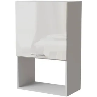 Feldmann-Wohnen Mikrowellenumbauschrank, Weiß Hochglanz, Weiß, Holzwerkstoff, 60x96x32.5 cm, Küchen, Küchenmöbel, Küchenschränke, Geräteumbauschränke