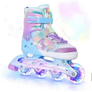 Nattork Kinder Inliner für Mädchen, 4 Größen Verstellbare Inline Skates, Schmetterling Inline Rollschuhe für Mädchen (Violett, 32-36 EU / 205-230 MM)