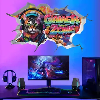 ANHUIB Wandtattoo Kinderzimmer Junge Gamer Wandsticker 3D Gaming Jungen Wandaufkleber Gamer Zone Wandtattoo Gaming Groß Wandaufkleber Jugendzimmer Junge Wandsticker für Schlafzimmer Spielzimmer