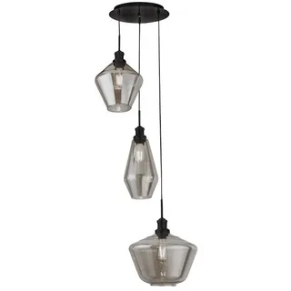 Searchlight Pendelleuchte 3-flg. 60 cm Rauchglas/Schwarz
