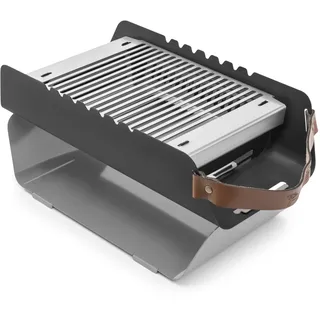FUMO Holzkohlegrill – Mobiler Tischgrill mit Edelstahlrost & Spießhalter – Tragbarer Grill für Camping, Balkon & Outdoor – 5,6 kg, inkl. Tragetasche – in 4 Farben (Grau)