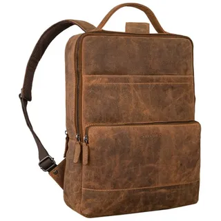 STILORD Notebook-Rucksack "Henning" Großer Lederrucksack Herren mit 16 Zoll Laptopfach braun