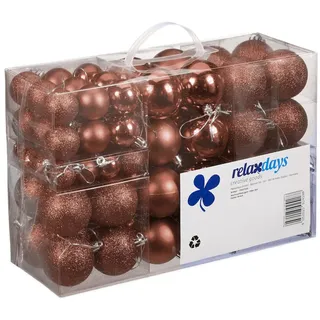 Relaxdays Weihnachtskugeln 100er Set Braun,Silber
