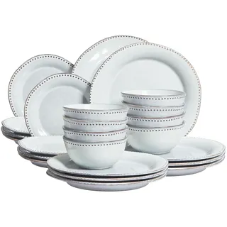 Tafelservice für 8 Personen Steinzeug blau 24-teilig Geschirr Set Skandi Chervil