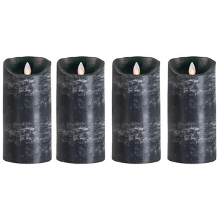 SOMPEX LED-Kerze Sompex Flame LED Echtwachskerzen 4er Set anthrazit 18cm (Set, 4-tlg., 4 Kerzen, Höhe 18cm, Durchmesser 8cm), mit Timer, Echtwachs, täuschend echtes Kerzenlicht schwarz