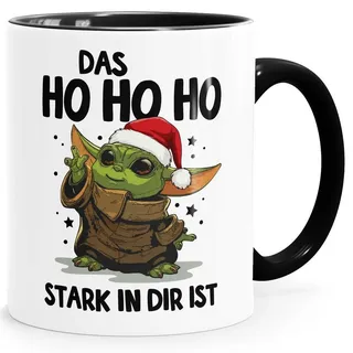 MoonWorks Tasse Kaffee-Tasse Weihnachten Das HoHoHo stark in dir ist Baby-Yoda Spruch, Keramik schwarz