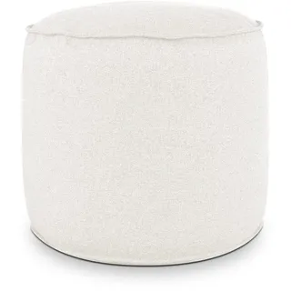 Deshome - Sitzhocker Sitzpouf Pouf rund Ø 60 cm mit abnehmbarem Polster für Innen- und Außenbereich: Sitzpouf Design für Sofa, Wohnzimmer, Schlafzimmer, Sitzhocker, Light Pouf weiße Creme