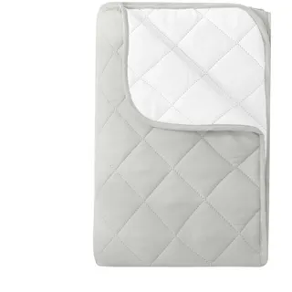 Wometo Microfaser Sommer Steppbett im Wende-Design 155x220 – OEKO-TEX weiß und hellgrau kochfest 95° Leichtsteppbett für heiße Tage / ohne Bezug verwendbar