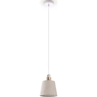 Pendelleuchte PACO HOME "MARTA" Lampen Gr. Ø 20 cm Höhe: 25 cm, weiß (weiß creme) Pendelleuchten und Hängeleuchten Wohnzimmer Stoffschirm Esszimmer E27 Industrial Design Kabel 1,5m