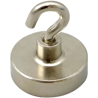 10 Magnethaken, Neodym 25 mm, Stahl, Neodym, silber