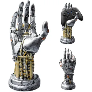 BORDEAG Cyberpunk Kopfhörer Ständer, Headset Halterung Und Controller Ständer, Gaming Kopfhörerständer Harzdesign in Metalloptik, Universal Kopfhörer Halter Für Vitrine, Tisch