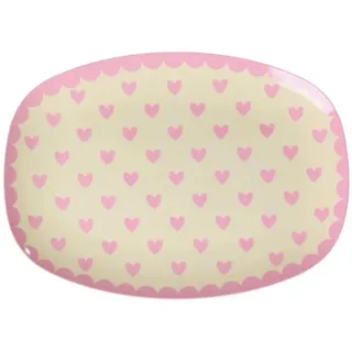 Rice Hearts Print rechteckig 23 x 16,5 cm Pink 1er Set
